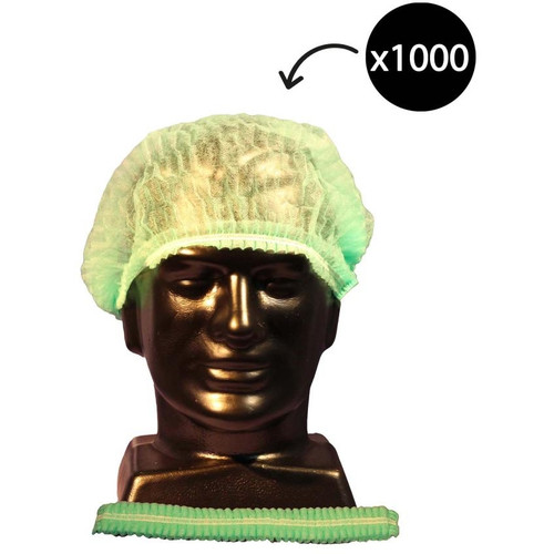MEDI CAPS CRIMPED HAIR NETS GREEN CARTON OF 1000