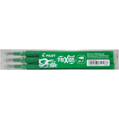 PEN REFILL PILOT FRIXION BALL 0.7MM GREEN PACK 3