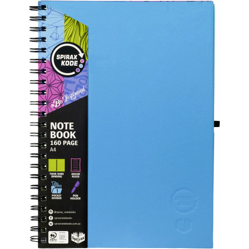 SPIRAX KODE 512 A4 HARDCOVER NOTEBOOK 160PG Assorted Colours (Each)