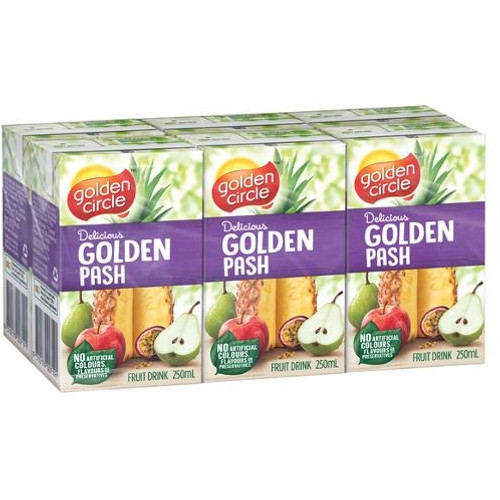 GOLDEN CIRCLE GOLDEN PASH JUICE Pack of 6 x 250ml Juice Boxes