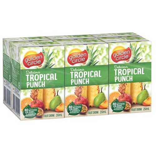 GOLDEN CIRCLE TROPICAL PUNCH FRUIT DRINK Pack of 6 x 250ml Juice Boxes