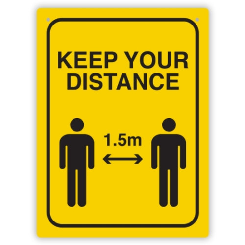 10 x DURUS HEALTH AND SAFETY SIGN Wall Sign Social Distance Yellow and Black
(Pack of 10 Signs)
