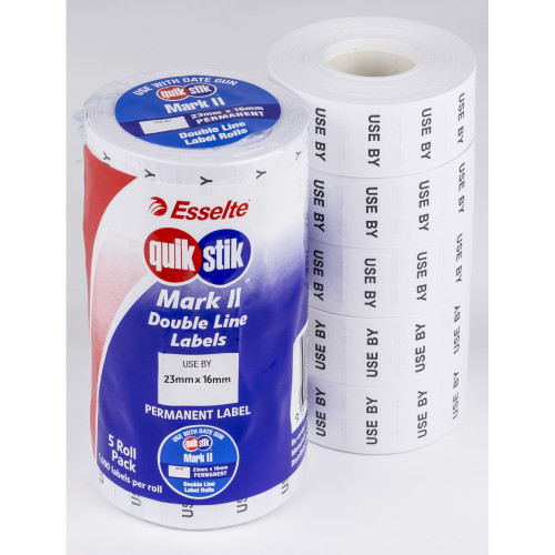 QUIKSTIK MARK II DATE GUN LABELS USE BY PERMANENT 1000 LABELS PER ROLL Pack of 5 Rolls