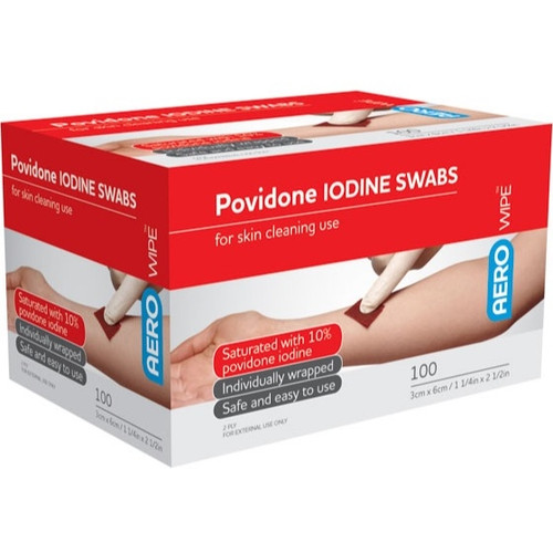 AEROWIPE 10% Povidone Iodine Swabs (2 Ply) 60 x 33mm, Each