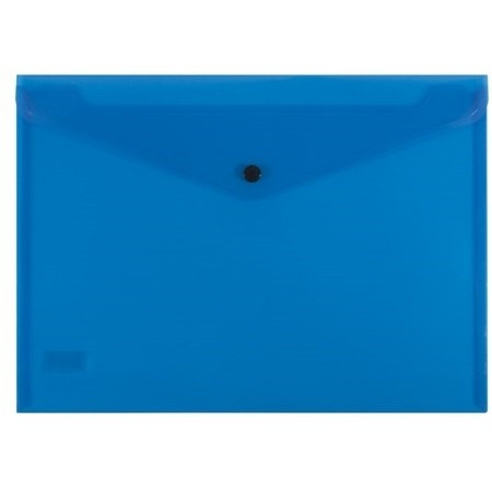 Bantex Transparent Document Wallet PP A4 Button Closure - Blue (34042)
