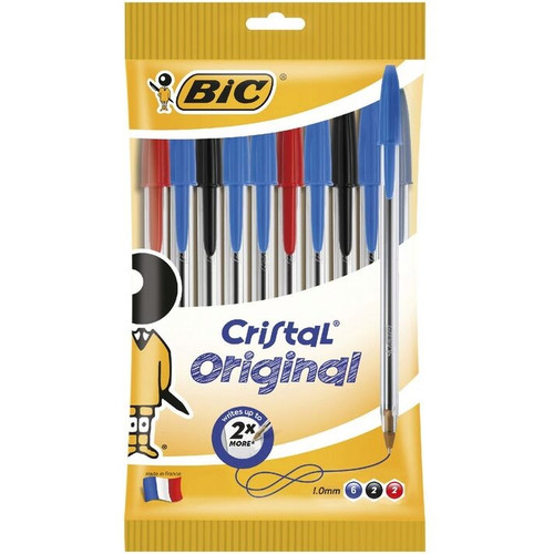 PEN BIC CRISTAL SUPER SAVER MEDIUM ASSORTED PACK OF 10