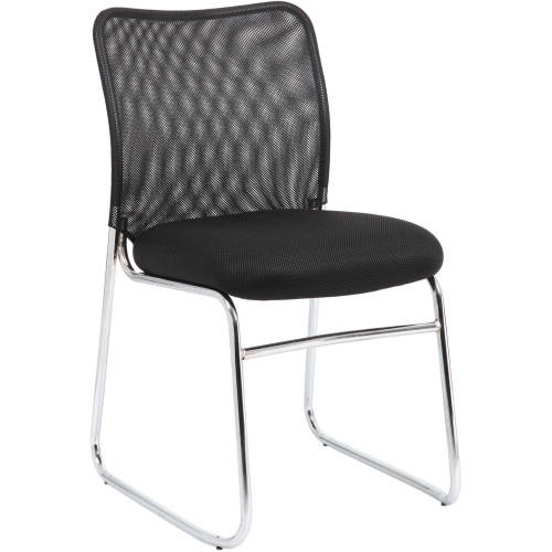 Studio Mesh Back Visitor Chair YS41 with Chrome Sled Base Black Fabric Seat Mesh Back (Replaces YSD-YS60) *** Order in multiples of 4 ***