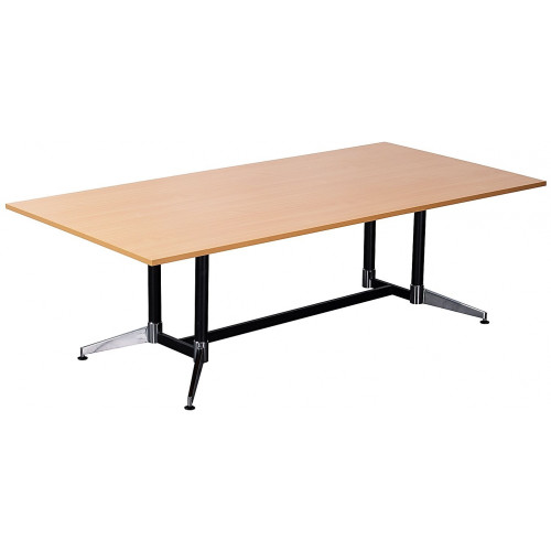 RAPIDLINE TYPHOON EXECUTIVE BOARDROOM TABLE 2400MM X 1200MM X 750MM H TOP COLOUR CHERRY MELAMINE BLACK & CHROME FRAME