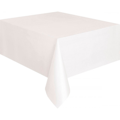 PLASTIC TABLECOVER BRIGHT WHITE RECTANGLE 137CM X 274CM (54" X 108") - Pack of 12