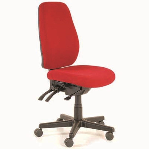 SPARK POSTURESOFT HIGH BACK CHAIR WITH ARMS - RED FABRIC