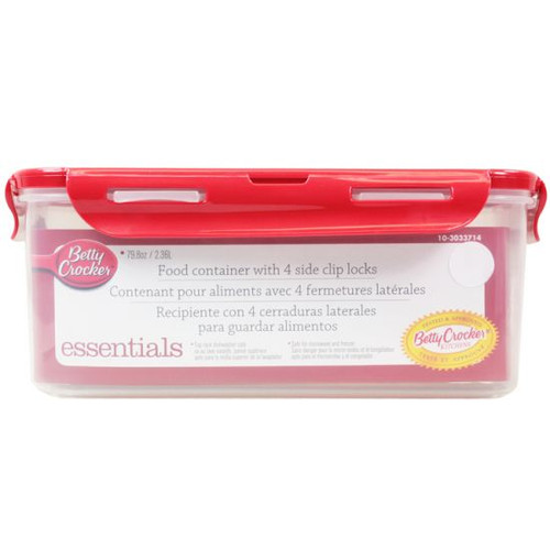Food Storage Container - Rectangular 2.36 Litre (With 4 Sided Clip Lock Lid) Microwave / Dishwasher & Freezer Safe (Betty Crocker)