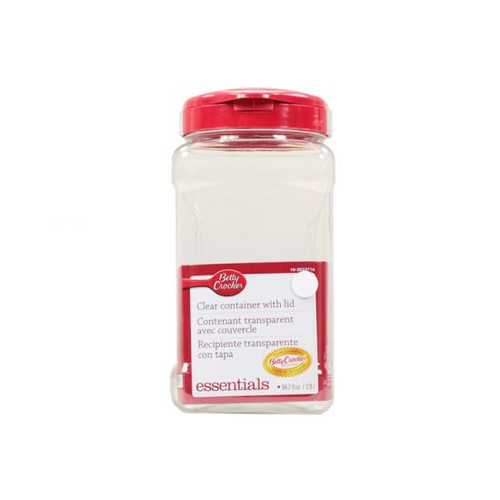 Clear Container 2.8 Litre Clear Square (With Red & Grey Lid) (Betty Crocker)