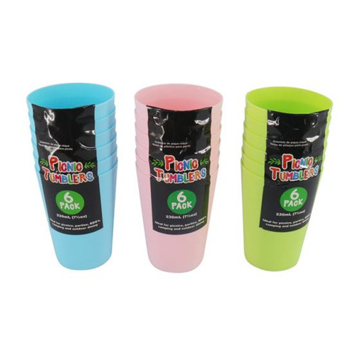 Party Tumblers 70 x 95mm (Pack of 6)(Assorted Colours) Plastic