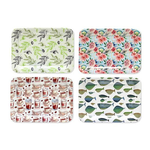 Serving Tray 42 x 30cm (4 Assorted Patterns) Plastic
