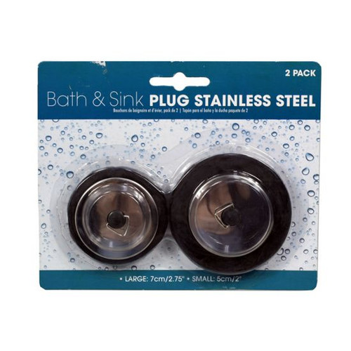 Bath & Sink Plug Set Set of 2 (Assorted Sizes: S: 5.5cm(D) L: 7cm(D)(Stainless Steel)  (KA0037)