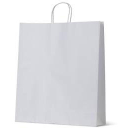 White Kraft Paper Carry Bags TPC Midi Size 420mm (H) x 310mm (W) + 110mm (G) with Paper Loop Handles (Carton of 500) (Pack of 250)