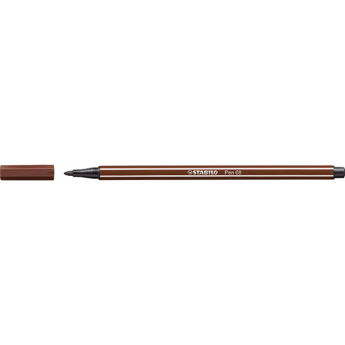 STABILO PEN 68 FIBRE TIP PEN BROWN (BX10)