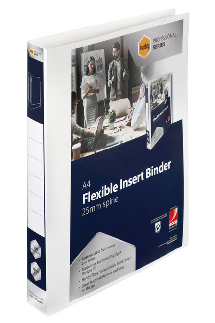 MARBIG PROFESSIONAL PP INSERT BINDER 4D 25MM WHITE