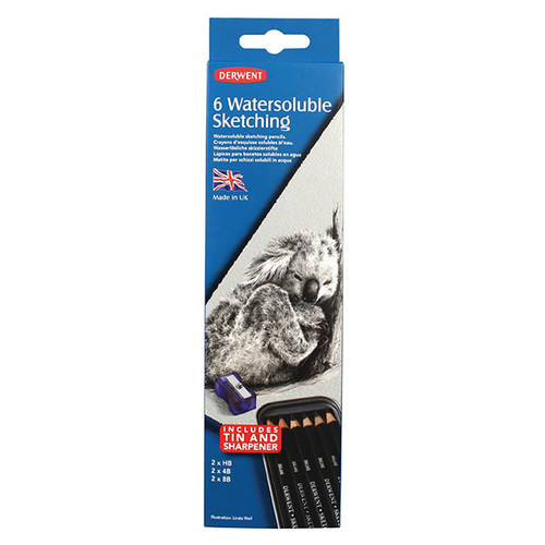 DERWENT WATERSOLUBLE SKETCHING PENCIL TIN 6