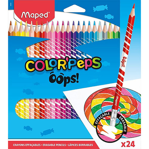 MAPED COLOR PEPS OOPS ERASEABLE COLOUR PENCILS PACK 24