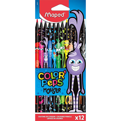 MAPED MONSTER COLOUR PENCILS PACK 12 ASSORTED