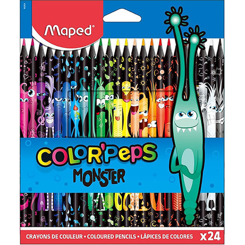 MAPED MONSTER COLOUR PENCILS PACK 24 ASSORTED