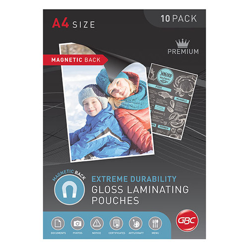 GBC LAMINATING POUCH A4 175 MICRON PK10 MAGNETIC