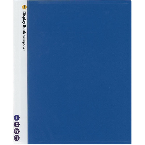 MARBIG A4 20 FIXED POCKET DISPLAY BOOK BLUE