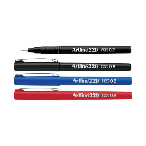 ARTLINE 220 FINELINE PEN 0.2MM ASSORTED PACK 4