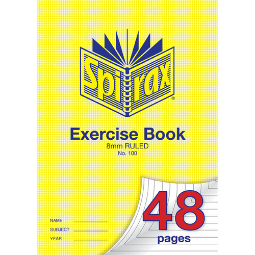 SPIRAX 100 EXERCISE BOOK A4 48PG 8MM 70gsm