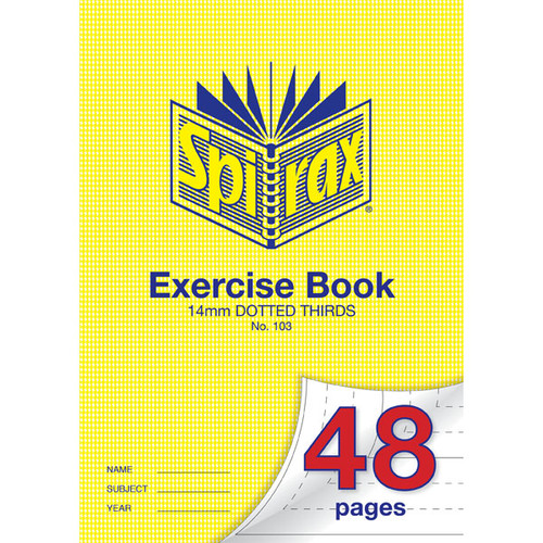SPIRAX 103 EXERCISE BOOK A4 48PG 14MM DOTTED THIRDS 70gsm