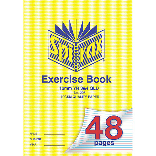 SPIRAX 205 EXERCISE BOOK A4 12MM RULED YEAR 3&4 48PG 70gsm