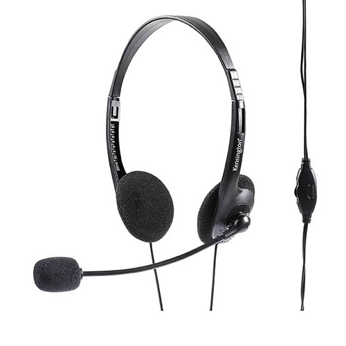 KENSINGTON HEADPHONES WITH MICROPHONE AND VOLUME BLACK