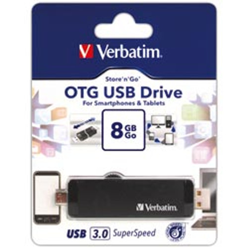 VERBATIM STORE'N'GO DRIVE OTG On The Go USB 3.0 8GB, Black New Version 3.0  *** While Stocks Last - please enquire to confirm availability ***