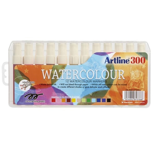 ARTLINE 300 LIQUID CRAYON 12 COL ASSORTED