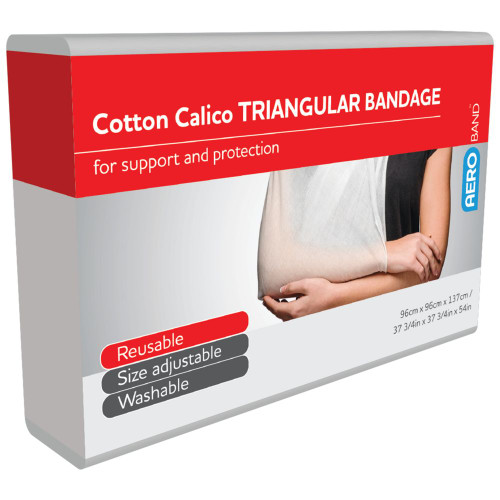 AEROBAND Cotton Calico Triangular Bandage 96 x 96 x 137cm, Bag of 10