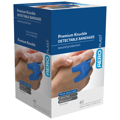AEROPLAST Premium Detectable Knuckle Dressings 7.5 x 3.8cm Box/40