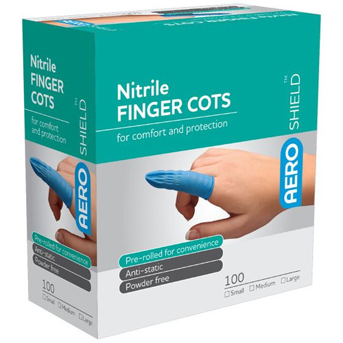 AEROSHIELD Small Nitrile Finger Cots Box of 100