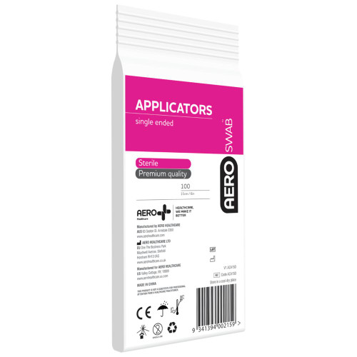 AEROSWAB 15cm Wood Single End Applicators, Bag of 100