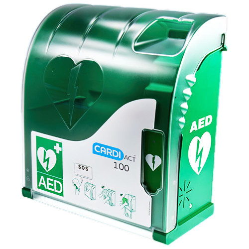 CARDIACT Green Outdoor Alarmed AED Cabinet 42 x 38 x 15cm