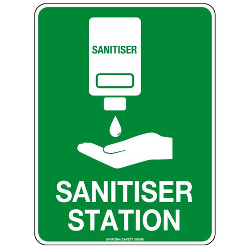 Poly Hand Sanitiser Station Sign 30 x 22.5cm, Each