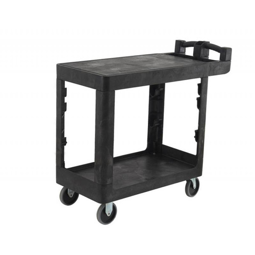 230KG RATED BITBAR 2 FLAT SHELF UTILITY CART BLACK - (L) 97.8cm x (W) 43.5cm x (H) 96.8cm