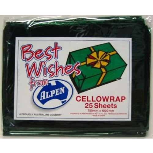 Cello Wrap Alpen 750mm x 1000mm Green Pack of 25