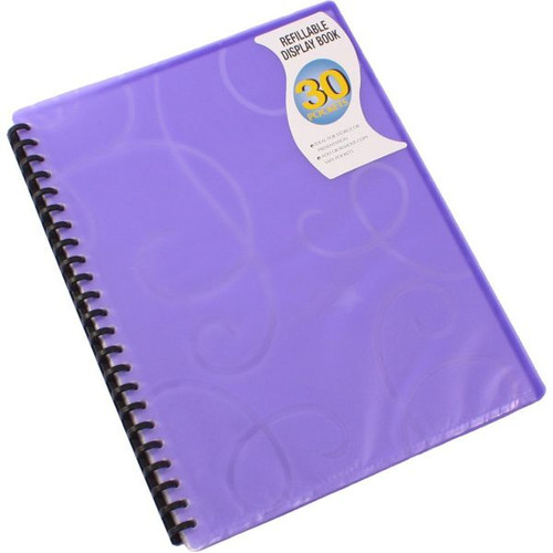 Bantex Jewel Refillable Display Book PP A4 30 Pockets Purple (31866)