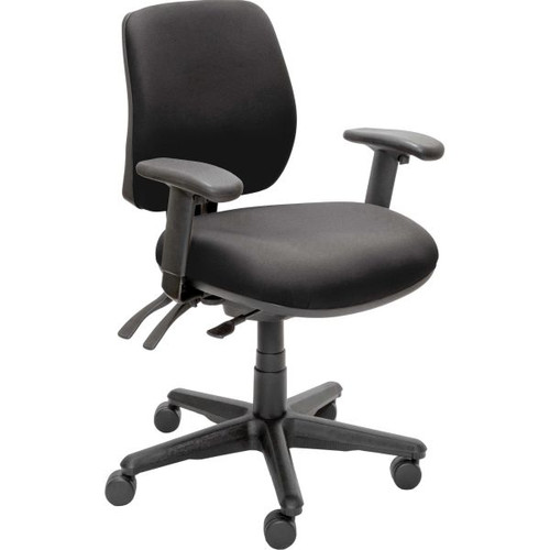 Buro Roma Mid Back Task Chair 3 Lever With Arms Black Fabric Seat and Back