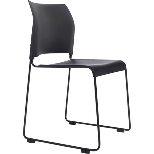 Buro Maxim Sled Base Chair Black Powdercoated Frame Black Poly Seat and Back