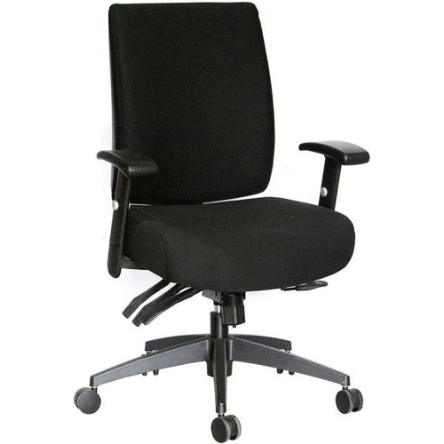 Piazza Mid Back Office Chair With Seat Slide and Arms Antimicrobial Black Fabric