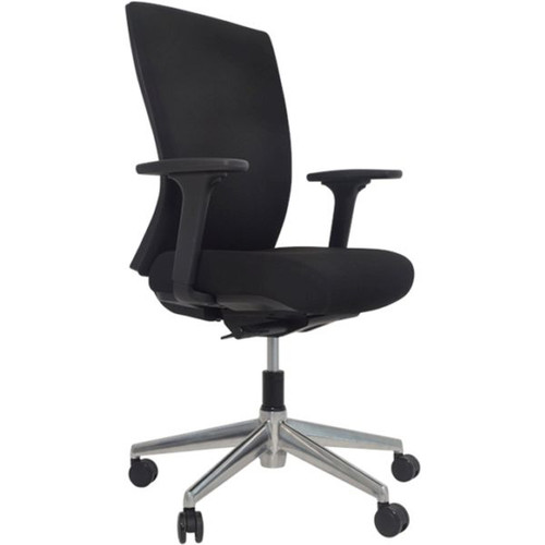 Buro Mentor Upholstered Back  Chair Aluminium Base With Arms-CURRENTLY OUT OF STOCK, NO ETA