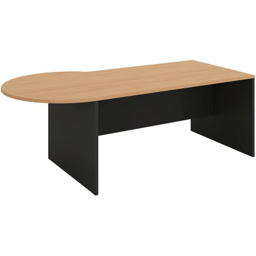 P SHAPE DESK 2100 x 900/1050 x 720 LHS BEECH / CHARCOAL