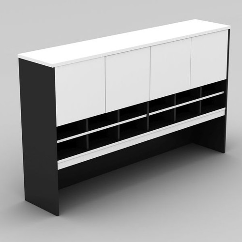 OM Classic Desk Storage Hutch 1080Hx1800Wx325mmD White and Charcoal